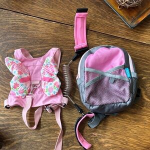 Pink Butterfly Child Safety Harness, backpack and Wristband